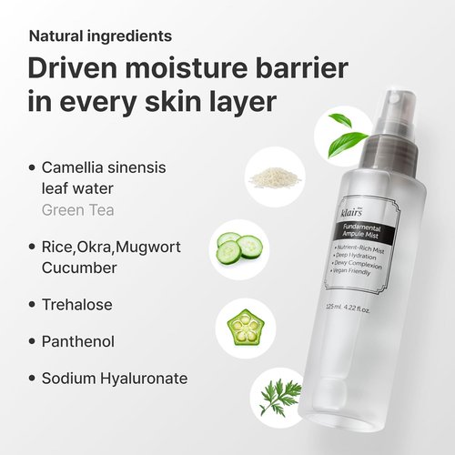 DearKlairs Fundamental Ampoule Mist - 75% Green Tea Face Toner Spray for Dewy Glow | 4.22 Fl Oz