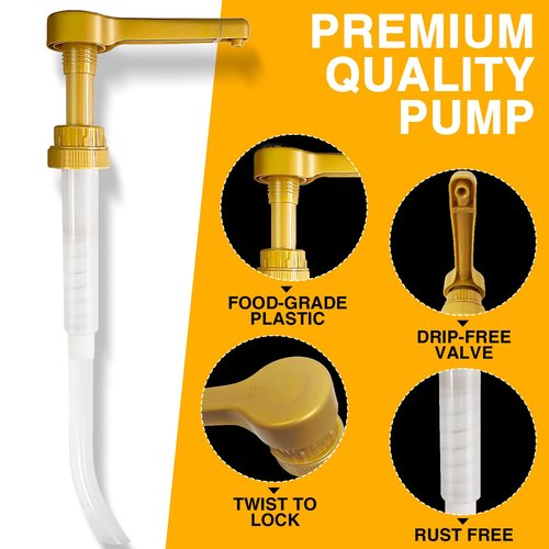 2Pcs Gold Sauce Pump Dispenser for 64 oz Chocolate Pumpkin Caramel Sauce Bottles, Reusable Large 15CC Syrup Pump Dispenser for Vanilla Mocha Sauces