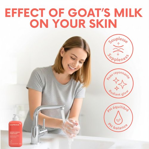 Caprina Liquid Hand Soap, Fresh Goat’s Milk with Shea Butter, 500 ml, Moisturizing Hand Wash for Dry Skin