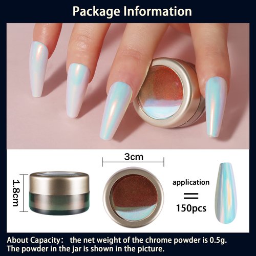 Allstarry Unicorn Chrome Nail Powder, Aurora Mermaid Iridescent White Pearl Nail Chrome Powder Pigment Glitter Fairy Dust for Nail Art, Manicure, Gel Nail Polish - Orange Sunset