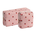 OZAOZ Makeup Bag for Purse Small Cosmetics Bag Corduroy Cute Cosmetic Pouch for Women (2PC Pink strawberry)