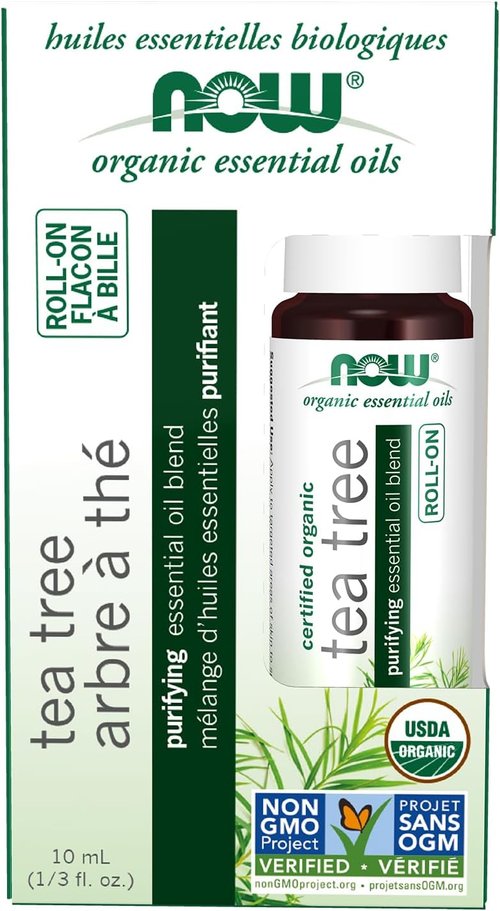 NOW Foods Tea Tree Essential Oil Roll-On - Certified Organic Purifying Blend for Topical Aromatherapy | 10 mL
