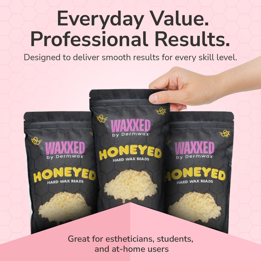 WAXXED Honeyed Hard Wax Beads 2.2LB – Fast Melt Low Temp Wax for Hair Removal – Golden Gel Wax Beads with Smooth Application & Clean Removal – Gentle for Sensitive Skin – Professional Salon & Home Use