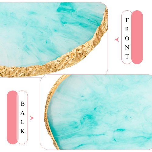 Blulu 18 Pcs Nail Art Brushes Tools,3 Pcs Resin Nail Art Palette with 15 Brushes Gold Edge Polish Mixing Palette Equipment Set for DIY Home Salon Makeup Display Board