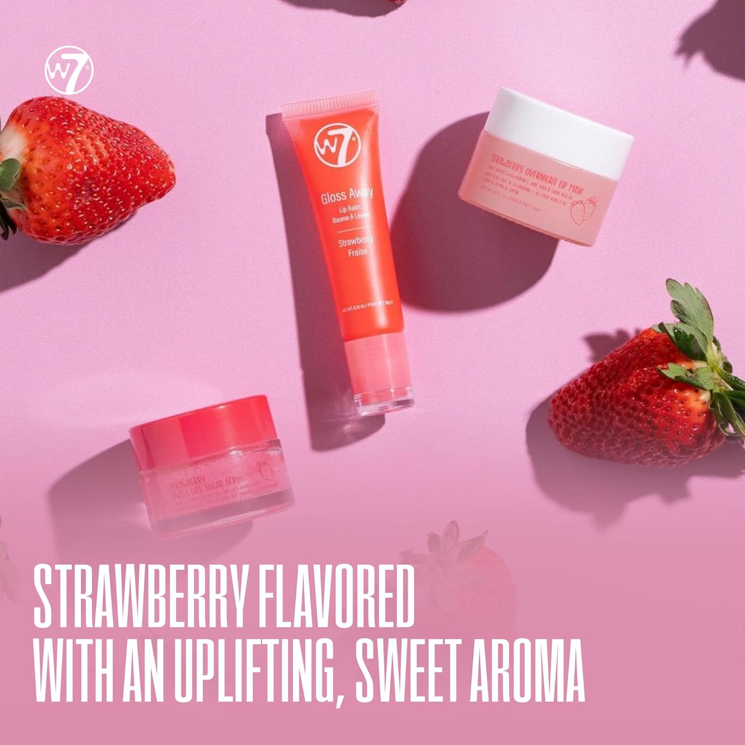 W7 Sweet Dreams Lip Care Gift Set | Overnight Mask, Balm & Scrub - Strawberry Flavor