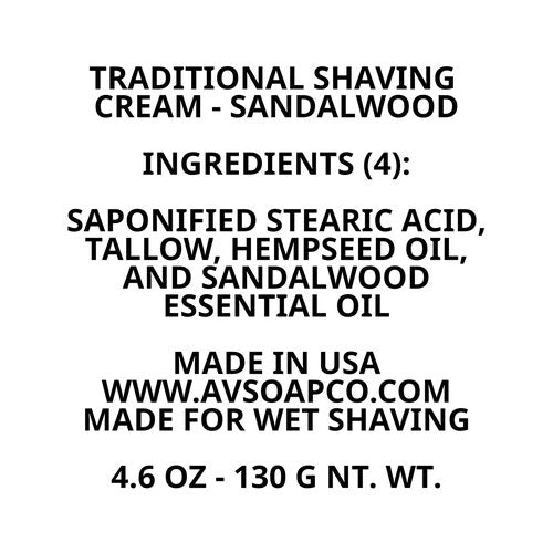 AVSC Traditional Shaving Cream - Sandalwood (4.60 OZ)