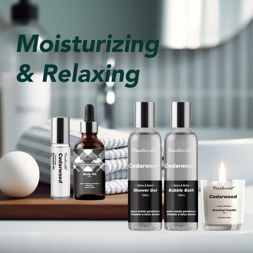 Skiennix Men's Spa Gift Set - Cedarwood Bath & Body Care Kit | 12-Piece Home Spa Essentials for Men