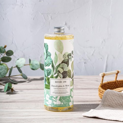 ROMIIE ZOI Foaming Hand Soap Refill, Eucalyptus & Mint, Gentle & Moisturizing Formula, 1 L/ 33.8 FL OZ