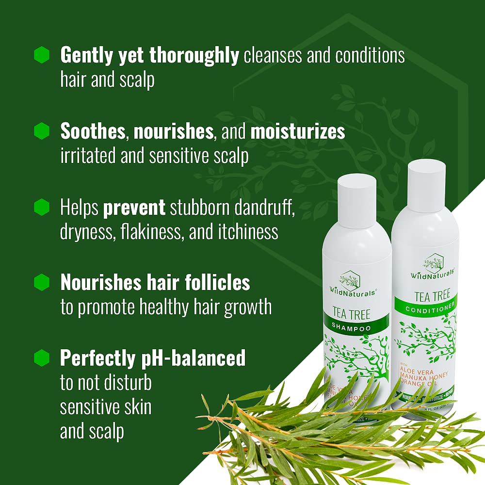Tea Tree Oil Shampoo & Conditioner Set - Dry Scalp Relief & Anti-Dandruff Treatment for All Hair Types