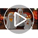 Halloween Ghost Decor Set with Remote Light-Up Ceramic Figurines & Tea Lights