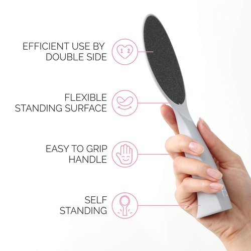 F3 Systems, Self-Standing Emery Foot File, Double-Sided Pedicure Tool, Effective for Cracked Heel, for Wet & Dry Feet, Pedicure, Hygienic Exfoliating, Callus Remover, Foot Scrubber, Professional Care