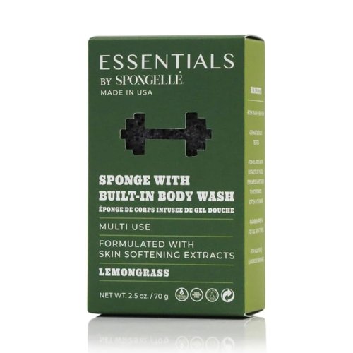 Spongelle Men's Essentials Lemongrass Body Buffer | Bath & Shower Loofah for Men | Cleanse, Exfoliate, and Nourish in one easy step | Cruelty-Free, Vegan, Dermatologist-Tested, Made in USA