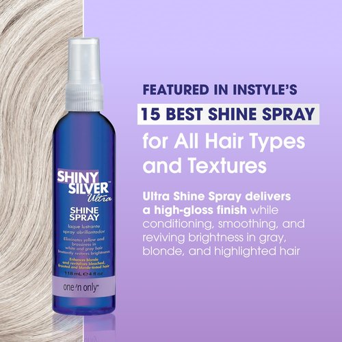 One 'n Only Shiny Silver Ultra Shine Spray - Purple Hair Shine for Enhanced Color & Damage Repair (4 oz)