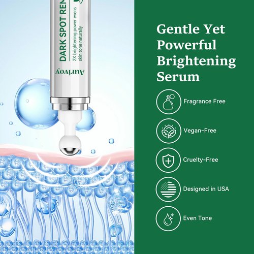 Dark Spot Remover for Face and Body - Dark Spot Corrector for Sun Spots Age Spots Freckles Melasma Brown Spot - Dark Spot Correcting Glow Serum with 360-Degree Roller 0.67 Fl Oz