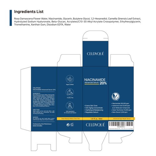 Niacinamide 20% + Hyaluronic Acid 1% Serum for Face w/Green Tea Extract - Pore Minimizer, Even Skin Tone, Fine Line Vitamin B3 Beta-Glucan Korean Skincare