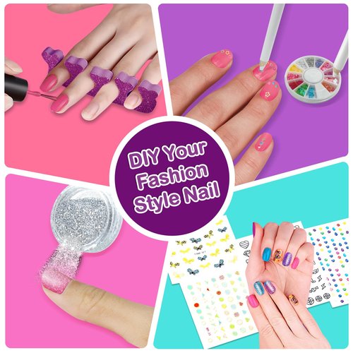 Combaybe Kids Nail Polish Set for Girls - Girl Toys 8-10 - Nail Art Kit for Kids Ages 7-12, Non toxic Nail Polish Kids Nail Kit Girl Stuff for Spa Manicures, Idea Birthday Gift for Girls 8 9 10 12