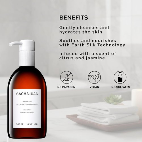 SACHAJUAN Body Wash - Hydrating Cleanser for Soft, Smooth Skin | Vegan & Paraben-Free | 16.9 fl oz
