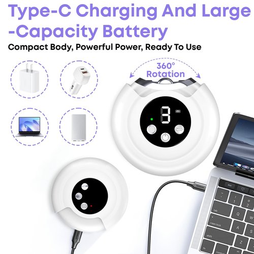 3-in-1 Electric Nail Clipper for Adults & Seniors, 3 Speeds Automatic Nail Clipper & Trimmer with LED Light 360° Rotating Fingernail Clipper with Polisher Rechargeable Electric Nail File