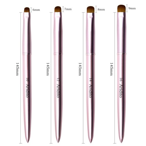 Aridito 4pcs Pink Metal French Nail Brush | Professional French Tip Brush | Nail Clean Up Brush (#10,#12,#14,#16)