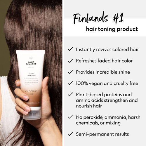 FOUR REASONS Color Mask - Chocolate Hair Gloss & Color Depositing Conditioner | Vegan & Cruelty-Free, 6.76 fl oz