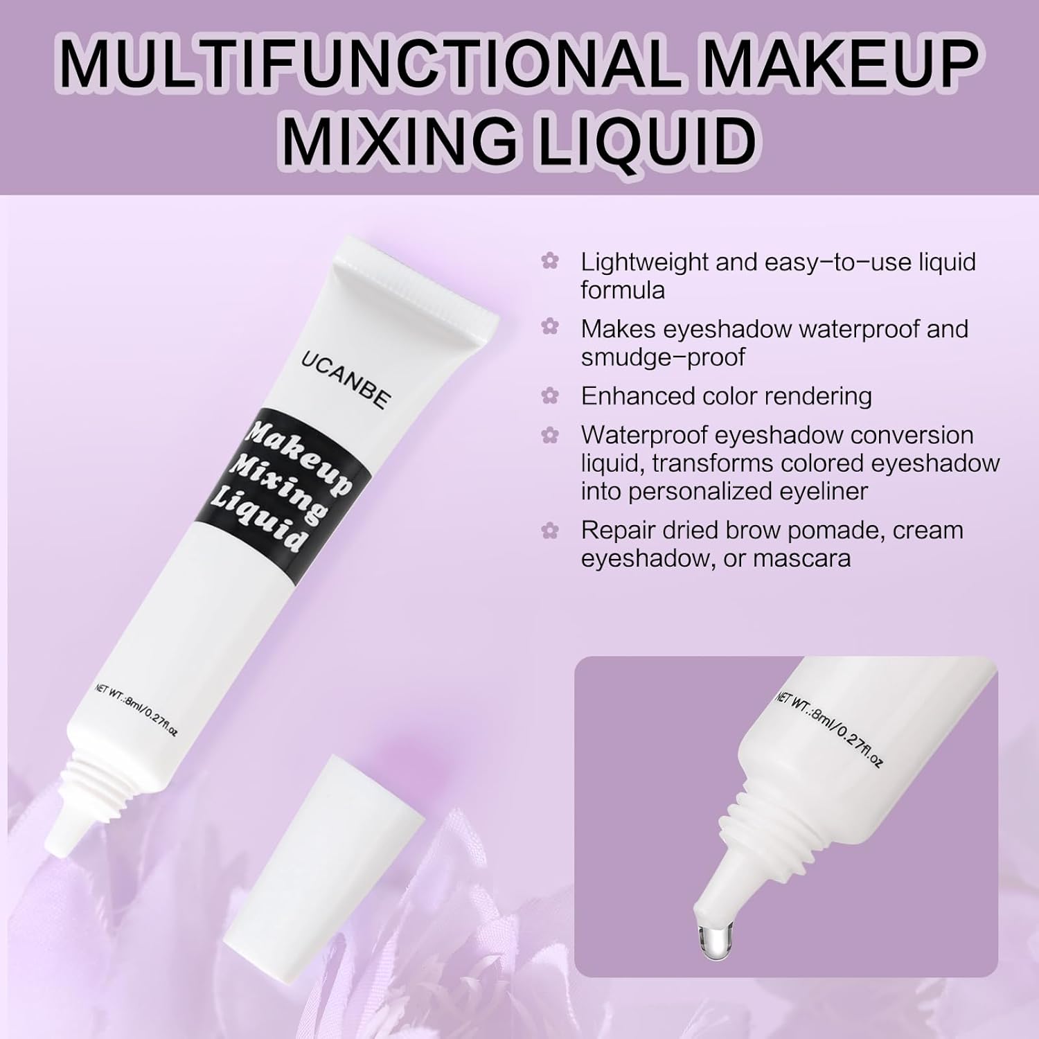 UCANBE Makeup Mixing Liquid - 0.27 Fl Oz Multi-Use Transformer for Eyeshadow & Eyeliner | Waterproof & Durable