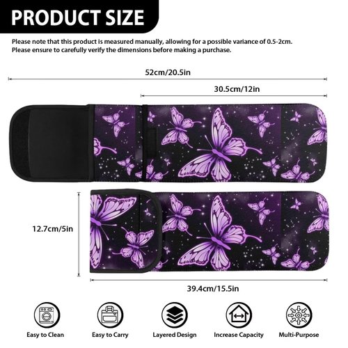 Flashideas Purple Butterfly Flat Iron Case Heat Resistant Neoprene Curling Iron Cover Bag with Pocket Curling Iron Organizers and Storage for Flat Iron, Straightener, Curling Wand/Curling Iron, CZB38