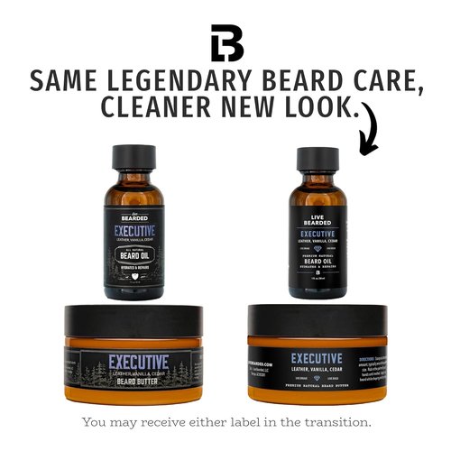 Live Bearded Beard Oil & Butter Grooming Kit | All-Natural Ingredients for Growth Support - Executive Scent: Cedar & Vanilla