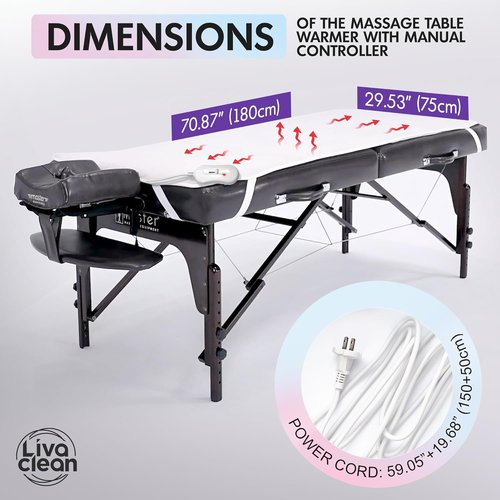 Skiennix Massage Table Warmer | Electric Heated Blanket with 3 Temperature Settings - 70.8” x 29.5”