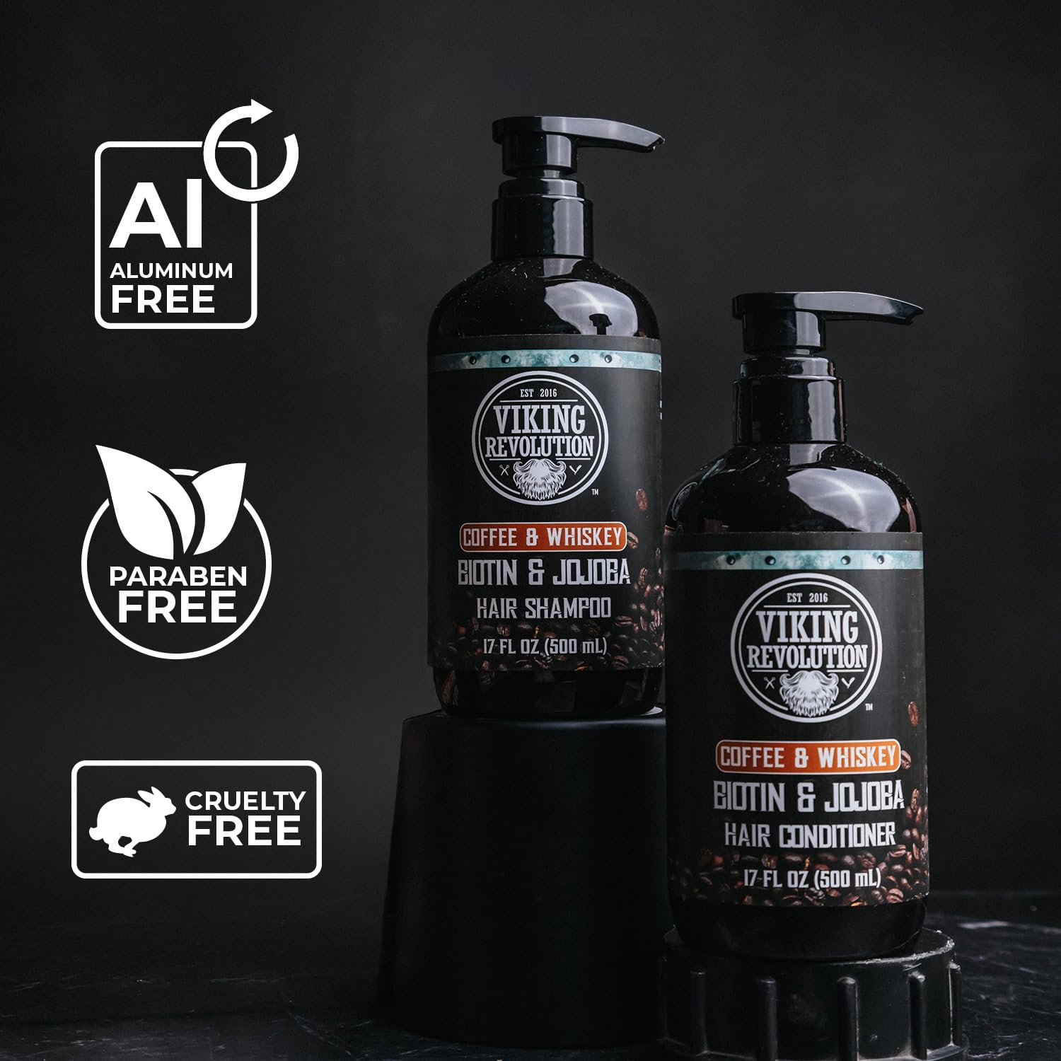 Viking Revolution Men's Shampoo and Conditioner Set | Biotin & Jojoba Oil for Healthy Hair - 17 Oz