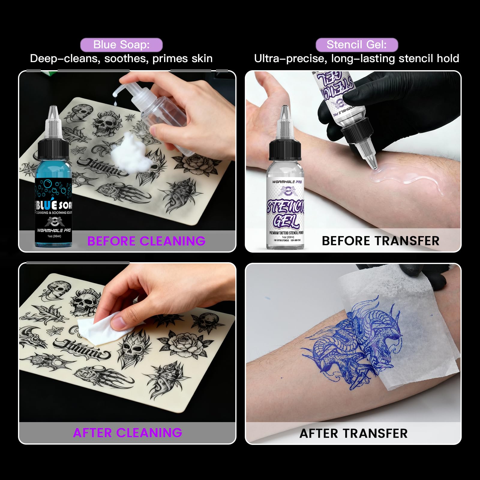 Wormhole Wireless Tattoo Gun Kit, Professional Rotary Tattoo Machine with Dual 1200mAh Batteries, Tattoo Inks, Tattoo Pen, Tattoo Practice Skin, Needles & Complete Accessories Tattoo Kit for Beginners