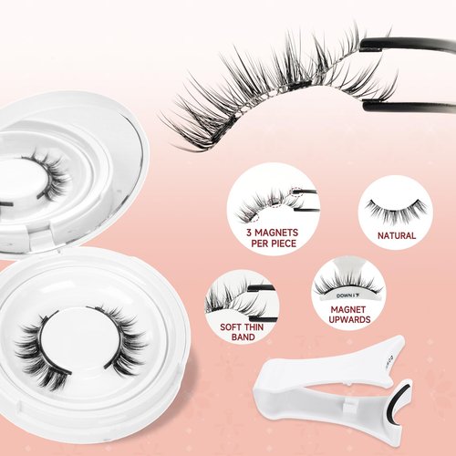 Higu clace Magnetic Eyelashes 1Pairs Magnetic Eyelashes with Applicator Soft Magnetic Lashes Natural Look Wispy Manga Lashes Without Eyeliner Easy to Wear and Remove (DJCX-I02)