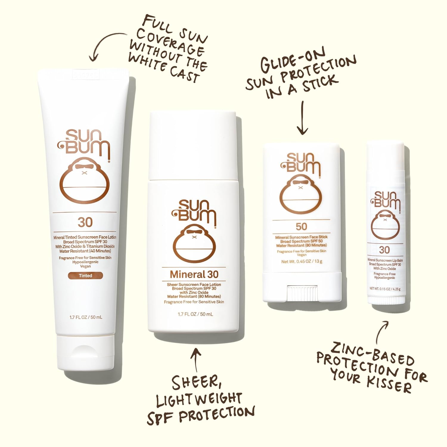 Sun Bum Mineral SPF 30 Face Sunscreen Lotion - Fragrance-Free, Broad Spectrum Protection - Travel Size 1.7 oz