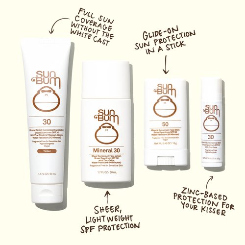 Sun Bum Mineral SPF 30 Face Sunscreen Lotion - Broad Spectrum and Fragrance Free Moisturizing Facial Sunscreen - Hawaii 104 Act Compliant (Without Octinoxate & Oxybenzone) - Travel Size - 1.7 oz