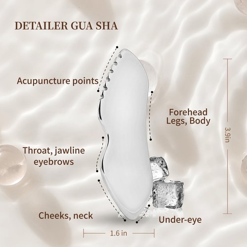 2Pcs Gua Sha Facial Tools Stainless Steel - Lift, Depuff & Glow | Spa-Grade, Travel-Ready, Metal GuaSha Tool for Face, Neck, Body Lymphatic Drainage Massager Natural Skin Care