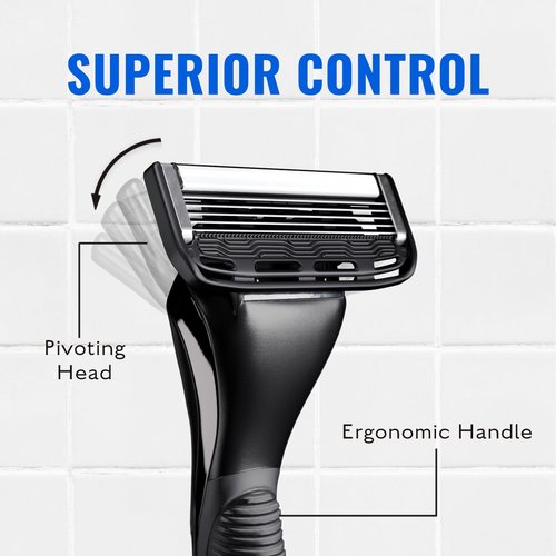 Jeremy's Razors for Men: Sprint 3 Blade Razor - Stainless Blades, Lubricating Strip, Precision Trimmer - Men's Shaving Essentials Kit, Travel Shaver Face Body Head Shavers (1 Razor 1 Cartridge)