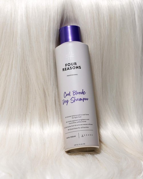 FOUR REASONS Cool Blonde Dry Shampoo - Tinted Formula Neutralizes Brassiness | Vegan & Sulfate-Free - 5.3 oz