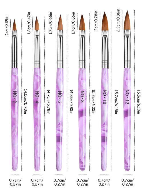 TOROKOM Acrylic Nail Brush and Dappen Dish Set, 6PCS Brush and 4PCS Glass Crystal Dish With Lid, UV Gel Nail Art Powder Liquid Cup Holder for Manicure