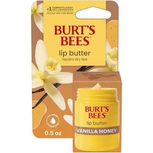 Burt's Bees Lip Butter for Valentine's Day Gifts, Vanilla Honey, Instantly Hydrates and Nourishes, Made with Shea, Mango Butter, and Vitamin E, Easy to Use Twist-Up Container, 0.5 Ounce