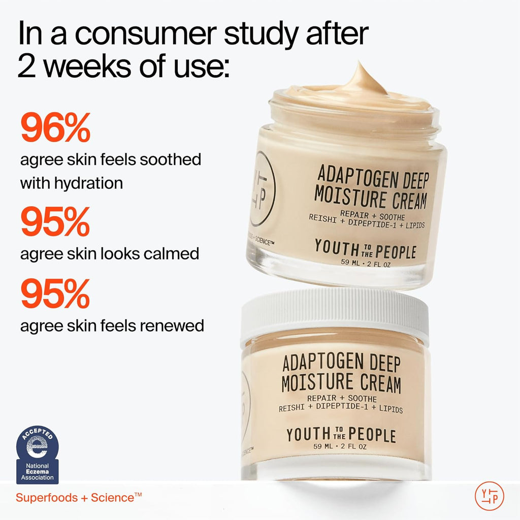 Youth To The People Adaptogen Moisture Cream - Hydrating Face Moisturizer for Sensitive Skin | 2 Fl Oz
