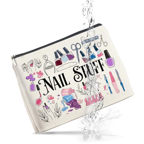 Nail Tech Makeup Bag Gifts for Women Nail Technician Artist Manicurist Cosmetic Bag Zipper Makeup Pouch