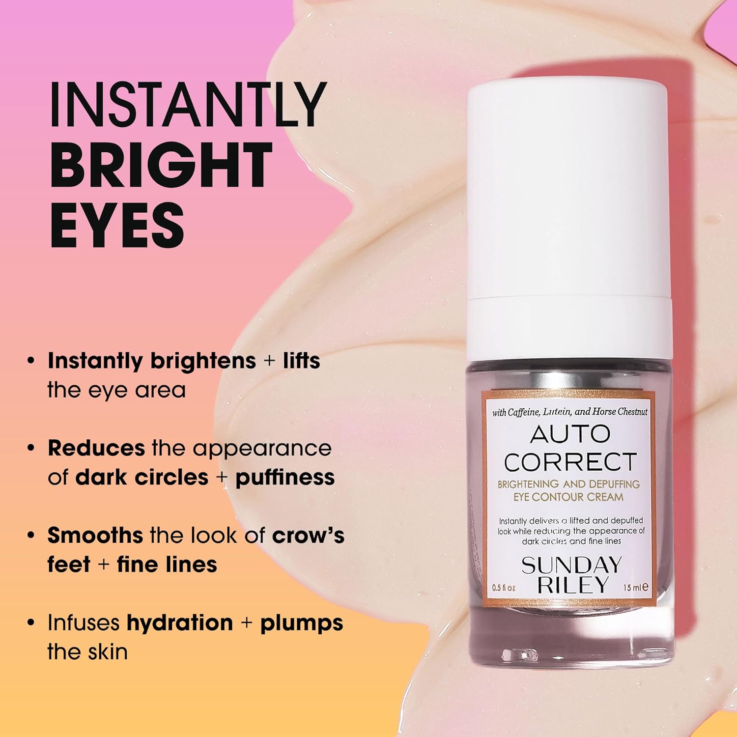 Sunday Riley Auto Correct Eye Cream - Brightening & Hydrating Formula for Youthful Eyes