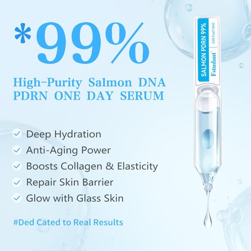 Salmon DNA PDRN & Hyaluronic Acid Serum for Face - Intense Rejuvenating Ampoule with Stem Cell & Peptides & Collagen | Uneven Skin Tone, Anti-Aging, Moisturizing | Korean Skincare 0.05 fl oz x 30e