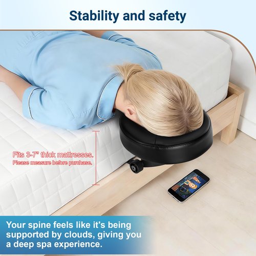 Hdenmist Face Down Tabletop Massage Kit, Adjustable Massage Headrest Face Cradle with Hand Rest Pad Universal Table Face Pillow for Office Desk & Spa Table Bed, Portable Ergonomic - Black