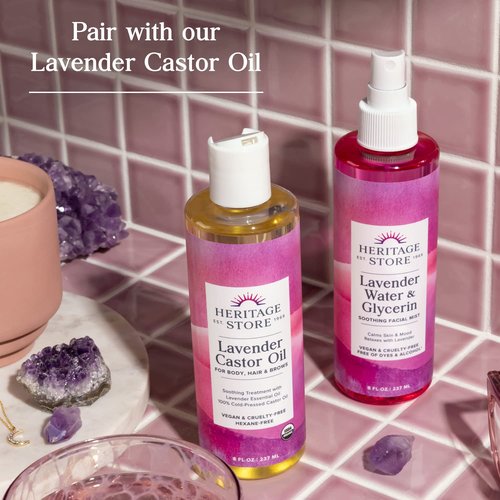 Heritage Store Lavender Flower Water - Aromatherapy Mist Spray for Skin & Hair Benefits | 8 oz