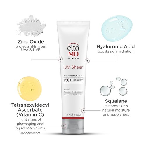 EltaMD UV Sheer Face Sunscreen - SPF 50+ Zinc Oxide Formula with No White Cast | Lightweight & Hydrating