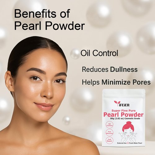 iFEiER Pure Freshwater Nano Pearl Powder for Skincare and Homemade Cosmetics Grade. 80g(2.82oz) SuperFine Pearl Powder for DIY lotions | creams | serums | making face mask, Natural and Oranic