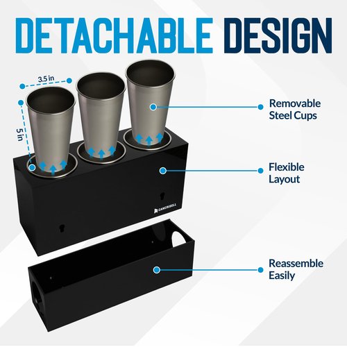 CANCRISELL Hair Tool Organizer for Bathroom Vanity – Blow Dryer Holder with Stainless Cups for Hair Dryer, Curling Iron & Straightener, Countertop Hot Tools Holder and Hair Tool Storage (BLACK)