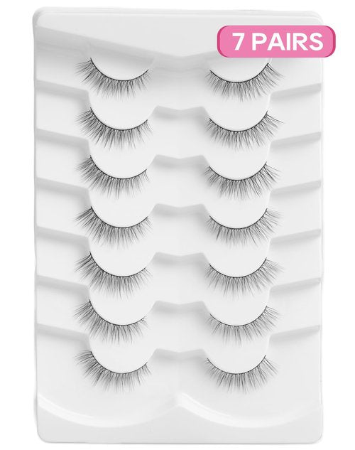 Short Lashes Natural Look Wispy False Eyelashes C Curl Fake Lashes Volume Mink Lashes 10mm Eye Lashes Pack Cute False Lashes 32-4EVA
