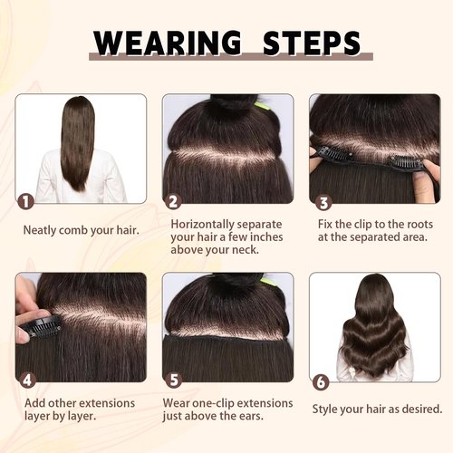 Sassina Clip in Remy Hair Extensions Real Human Hair 14 Inch Straight Clip in Human Hair Extensions Medium Brown Double Weft Clip ins Extensions 8 Pcs 90 Grams #4