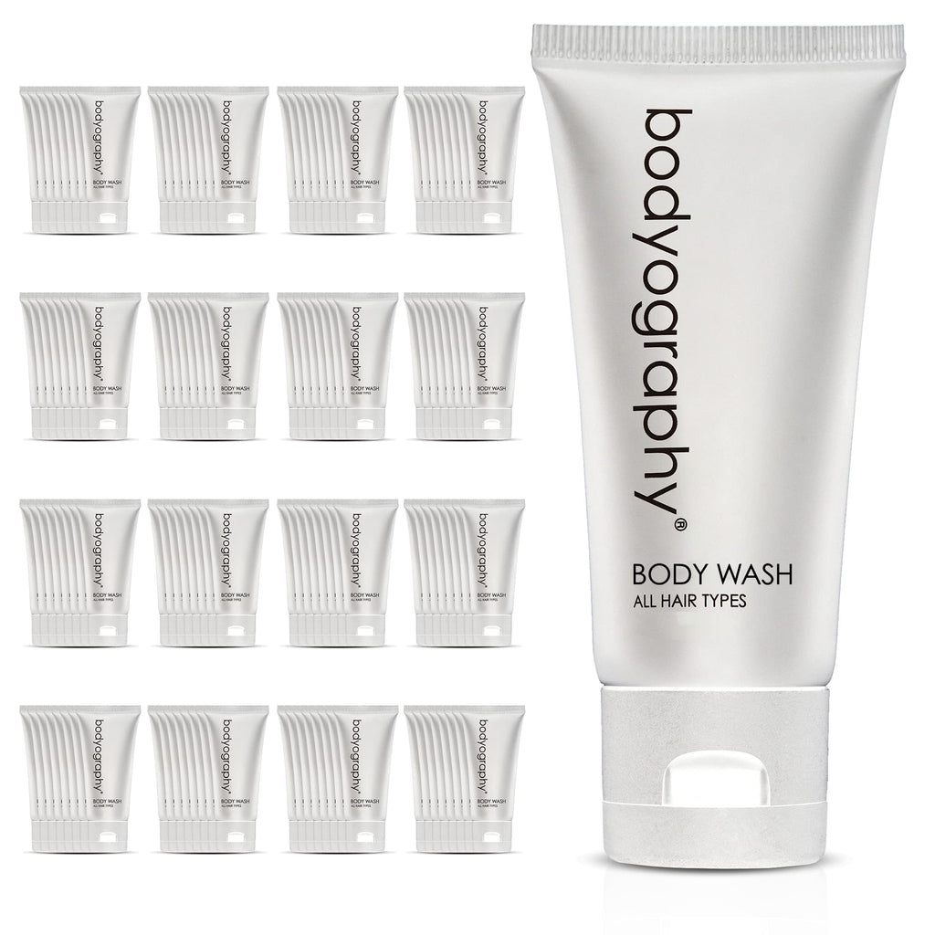 World Amenities - Bodyography blanc- Bulk Body Wash | 50 Count, 1.4oz | Vanilla White Tea, Mini Travel Size Toiletries (100% Recyclable Tube with Flip Top Cap) Hotel Amenities.